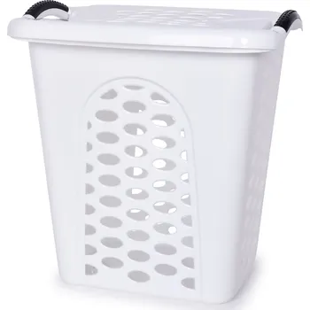 Koš na prádlo XL ROBUSTON | bílý koš na prádlo s vyklápěcím víkem | výška 58 cm Dedra