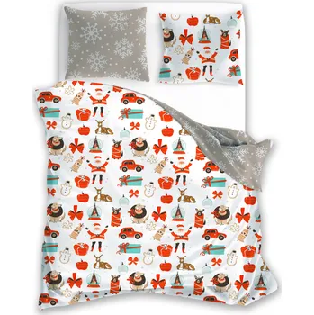 Povlečení Povlečení 160x200 MIKROFIBRA SATÉNOVÁ HOLLY JOLLY 04 VÁNOČNÍ, MIKULÁŠ