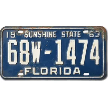 Plechová cedule Americká SPZ Florida 1963 Sunshine State 68W-1474
