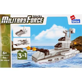 ostatní stavebnice ALLEBLOX VOJENSKÉ STAVEBNÍ STAVEBNICE LODŹ 64 dílů