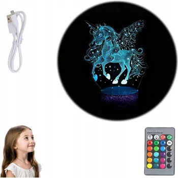 Lampička 3D LED Noční Lampa jednorožec Dárek k narozeninám dívky