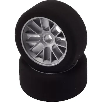 RC náhradní díl HOT RACE TIRES Mechové přední gumy, Pan Car 1/10, stříbrný disk, sh 40