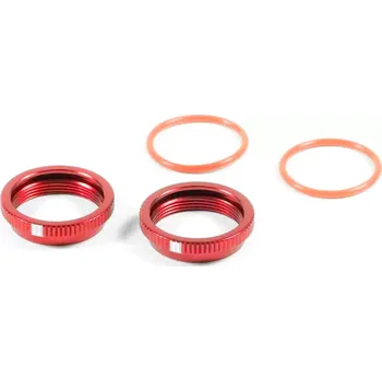 RC náhradní díl SWORKz S350 BBS hliníková nastavitelná matka pro olejové tlumiče, červená, 2 ks.