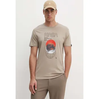 Bavlněné tričko Alpha Industries 146510 béžová 80X, vel. L