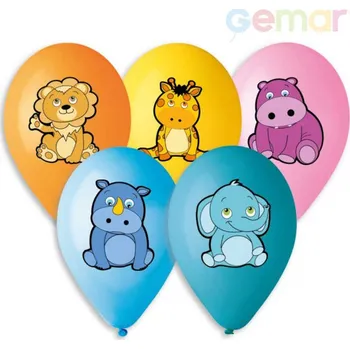 Balónek Gemar GEMAR Balónky nafukovací 30cm potisk ZVÍŘÁTKA set 5ks v sáčku