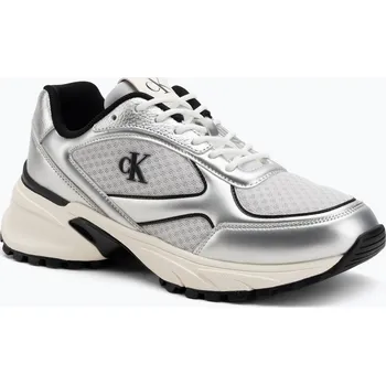 Pánské tenisky Pánské boty Calvin Klein YM0YM01402 Hike Runner Laceup Mesh Mix silver/black/marshmallow