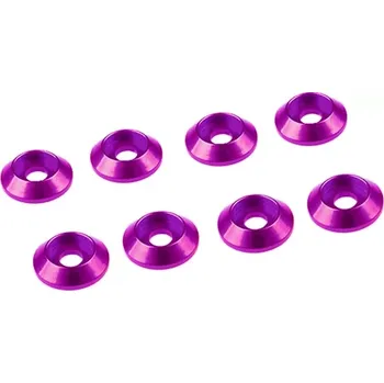 RC náhradní díl Ultimate Racing 3 mm hliníkové kuželové podložky růžové, 8 ks.