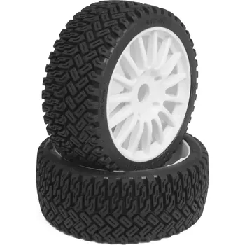 RC náhradní díl HOBBYTECH RALLYCROSS nalepené gumy, bílé disky, 2ks.