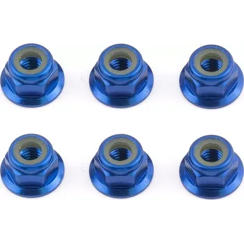 RC náhradní díl Associated Factory Team modré matky M3, s osazením, 6 ks.