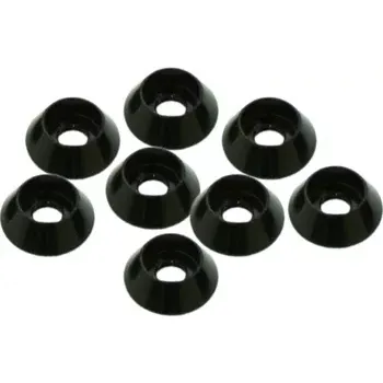 RC náhradní díl Ultimate Racing 3 mm. alu kuželové podložky černé (8 ks.)