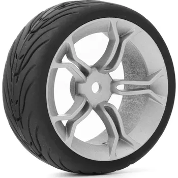 RC náhradní díl Yeah Racing Spec T MS Wheel Offset 3 Silver w/Tire 4ks pro 1/10 Silniční