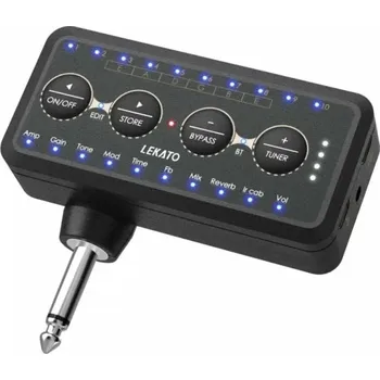 Klasická kytara Mini kytarový sluchátkový zesilovač Dobíjecí s výdrží 5–6 hodin Vstup 1/4" mono jack Výstup 1/8" TS jack Interní nahrávací kabel