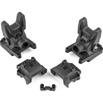 RC náhradní díl Associated FT B74.2 přední plastová klec diferenciálu, 0 a 2°, carbon verze, 1 ks.