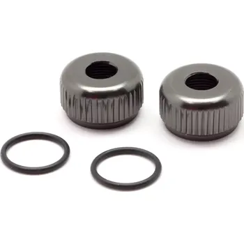 RC náhradní díl SWORKz S350 BBS EVOII hliníkové spodní čepičky olejovových tlumičů včetně O kroužků, 2 ks.