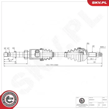 Poloosa kola Hnací hřídel - poloosa ESEN SKV 40SKV238