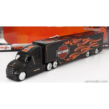 autíčko Maisto Truck H-d Haulers Truck Harley Davidson Car Transporter 2021 1:64 Black