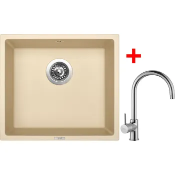 Kuchyňský dřez Set Sinks FRAME 457 + baterie Barva: Písková, Baterie: VITALIA, Označení: Sahara