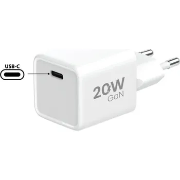Pouzdro na mobilní telefon WG - Síťová nabíječka GaN 1x USB-C, PD 20W, 5V-9V-12V, bílá 12483