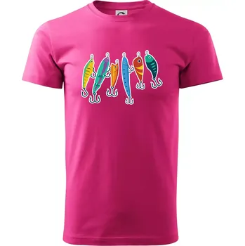 Pánské tričko Rybářské návnady - Klasické pánské triko vyšší gramáže - 4XL ( Purpurová )