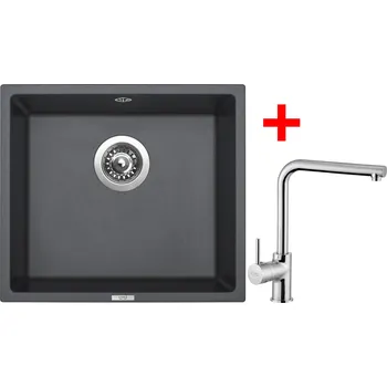 Granitový dřez Set Sinks FRAME 457 + baterie Barva: Šedá metalická, Baterie: ELKA, Označení: Titanium