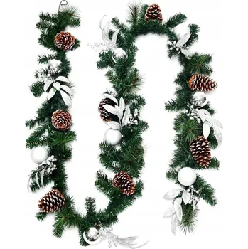 Vánoční dekorace VÁNOČNÍ GIRLANDA VĚNEC BOROVÝ 50 LED