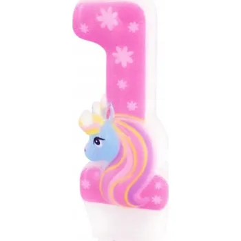 Party dekorace NAROZENINOVÁ SVÍČKA ČÍSLICE 1 JEDNOROŽEC DEKORACE NA DORT NAROZENINY