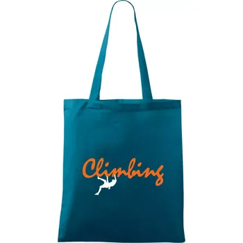 Nákupní taška Climbing psací text - Taška bavlněná - 42 x 38 cm ( Petrolejová )
