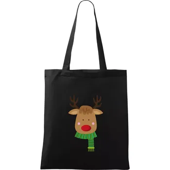 Nákupní taška Jelen se šálou - Taška bavlněná - 42 x 38 cm ( Černá )