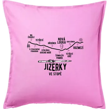 Polštář Jizerky ve stopě - Polštář 50x50 - 50x50 - Pouze potah ( Růžová )