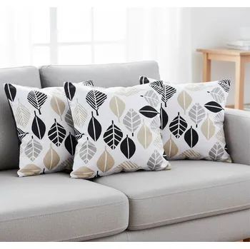 Polštář Návlek na Polštář, Béžové a černé listy 1019