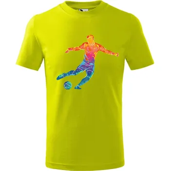 Dětské tričko Fotbalista a míč Velikost: 110 /4 roky, Barva trička: Limetková