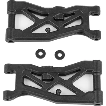 RC náhradní díl Associated FT B74.2 přední plastové ramena, gull wing, carbon verze, 1 pár