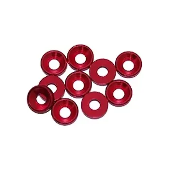 Ultimate Racing 3 mm. alu konické podložky červené (10 ks.)