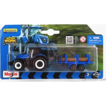 Dětské zboží Maisto New holland T7-315 Tractor With Trailer 2018 1:64 Modré Dřevo