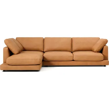 Pohovka Kave Home Hnědá kožená rohová pohovka Gala 300 cm, levá