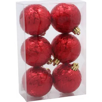 Vánoční dekorace Sada 6 Vánočních baněk na stromeček, závěsné ozdoby 6cm Červené