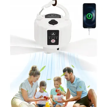 Domácí ventilátor STROPNÍ VENTILÁTOR DO STANU KEMPINGOVÝ LED 3 RYCHLOSTI VĚTRU + USB + DÁLKOVÉ OVLÁDÁNÍ