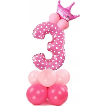 Balónek SADA NAROZENINOVÝCH BALÓNKŮ KORUNA ČÍSLICE 3 NAROZENINY