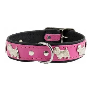 Obojek pro psa BarryKing Obojek pro psa, vzor pejsci westíků, 16MM/35CM růžový