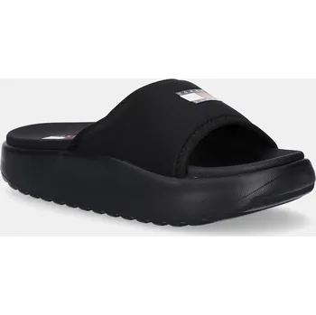 Dámské pantofle Pantofle Tommy Jeans COMFY POOL SLIDE dámské, černá barva, na platformě, EN0EN02765 99X, EUR 40