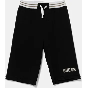 Chlapecké kraťasy Dětské bavlněné šortky Guess černá barva, nastavitelný pas, L5GD12 KA6R4 L5GD12.KA6R4.PPYA 99X, vel. 175