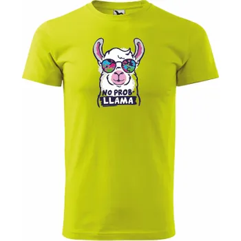 Pánské oblečení ON-DESIGN Tričko s NO PROB-LLAMA Velikost: 146 cm/10 let, Barva: limetková