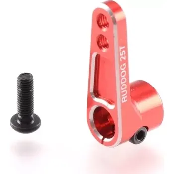 RC náhradní díl RUDDOG Hliníková servo offset páka 25 zubů, červená