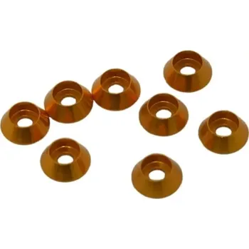 RC náhradní díl Ultimate Racing 3 mm. alu kuželové podložky zlaté (8 ks.)