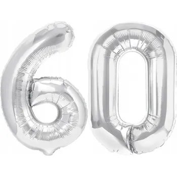 Balónek FÓLIOVÉ BALÓNKY ČÍSLICE 60 STŘÍBRNÉ K NAROZENINÁM VELKÉ