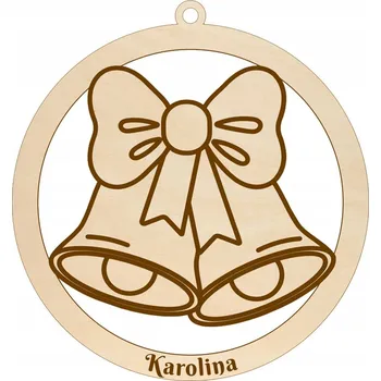 Vánoční dekorace DŘEVĚNÁ VÁNOČNÍ KOULE NA VÁNOČNÍ STROMEK S GRAVÍROVÁNÍM ZVONKY JMÉNO DÁREK VÁNOCE