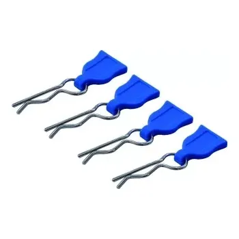 RC náhradní díl RC PARTS - ULTIMATE RACING Sponky karoserie s gumovou vlaječkou - modrá, 4 ks.