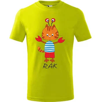 Dětské tričko s potiskem Rak Velikost: 122/6 let, Barva trička: Limetková