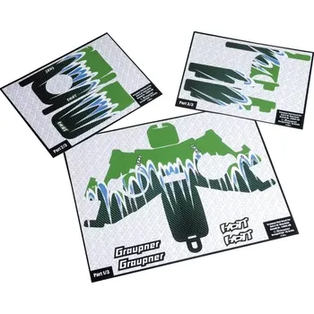 RC náhradní díl Graupner/SJ Nálepky pro X-8E HoTT, modro/zelené nálepky