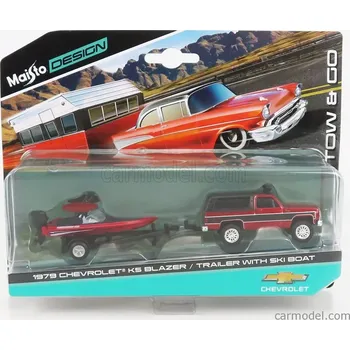Maisto Chevrolet Blazer K5 1979 With Ski Boat And Trailer 1:64 Red Met